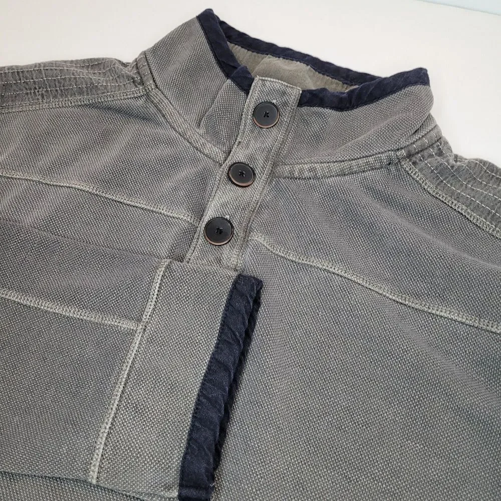 Carbon 2 Cobalt Sweater Mens Large Green Henley Button Pullover‎ High Neck